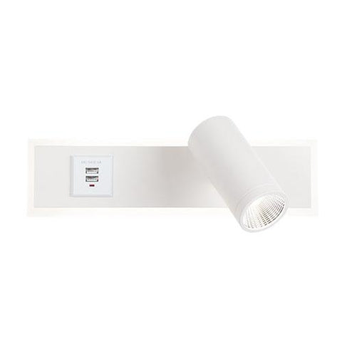 White Wall Light with 2 USB Ports