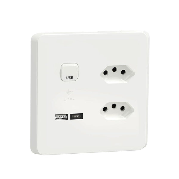 Schneider Electric Iconic Double Socket with Double USB A & C Charger