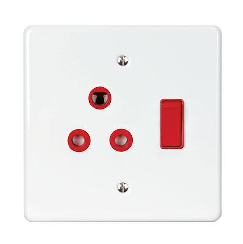 Lesco Steel Single Dedicated Switched Socket - Red