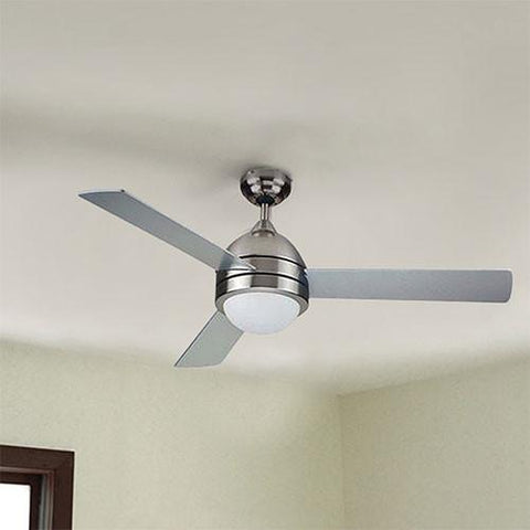 Bright Star 48" 3 Blade Ceiling Fan with Light and Wall Control - Satin Nickel
