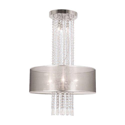 Bright Star Chrome LED Chandelier With Crystals Transparent Grey Shade