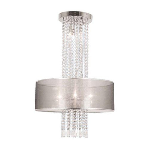 Bright Star Chrome LED Chandelier With Crystals Transparent Grey Shade