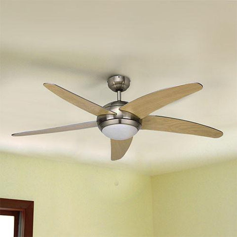 Bright Star 52" 5 Blade Ceiling Fan with Light and Remote - Satin Chrome