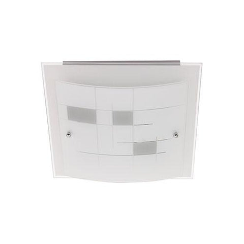 Bright Star Frosted Patterned Glass With Polished Chrome Clips Ceiling Light 300mm
