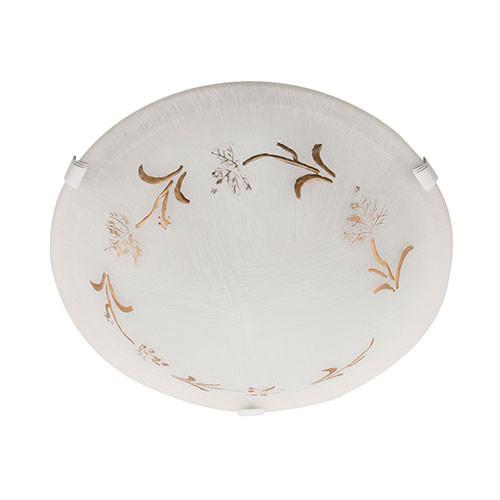 Bright Star Gold Patterned White Glass With White Clips Ceiling Light 400mm