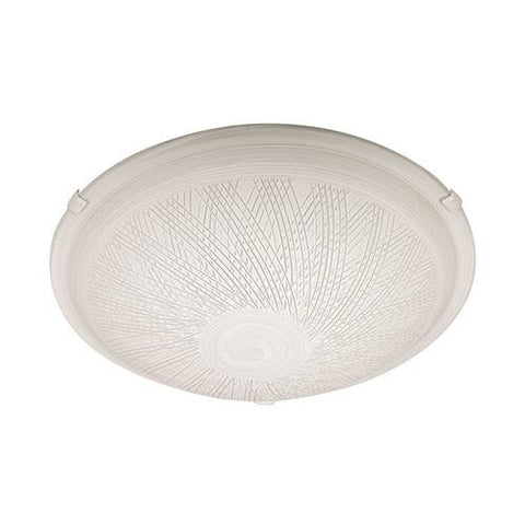 Bright Star Line Patterned White Glass With White Clips Ceiling Light 400mm