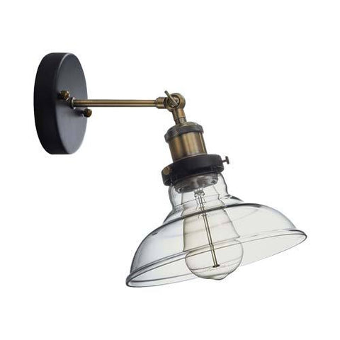 Bright Star Antique Brass Wall Light With Wide Glass