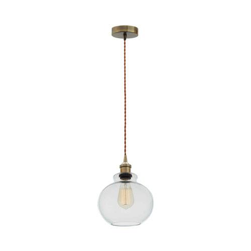 Bright Star Antique Bronze Cord Pendant With Clear Glass Sphere Shade