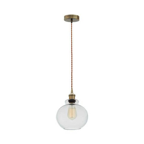 Bright Star Antique Bronze Cord Pendant With Clear Glass Sphere Shade