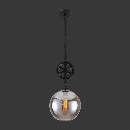 K Light Industrial Ball Pendant With Smoke Glass