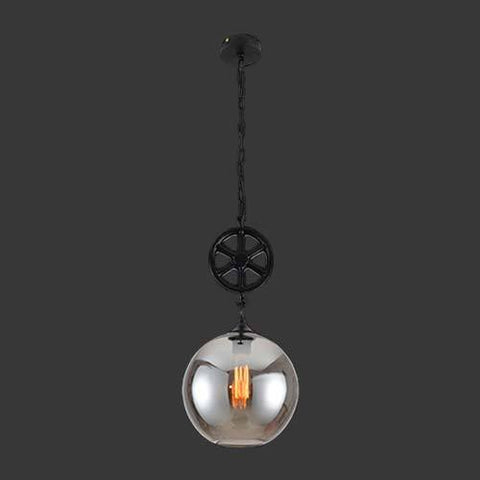 K Light Industrial Ball Pendant With Smoke Glass