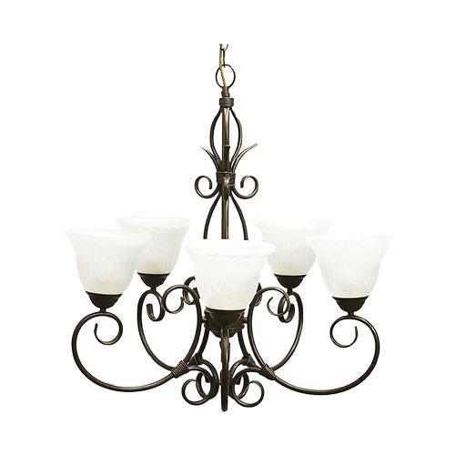 Metal Chandelier With Alabaster Glass 1