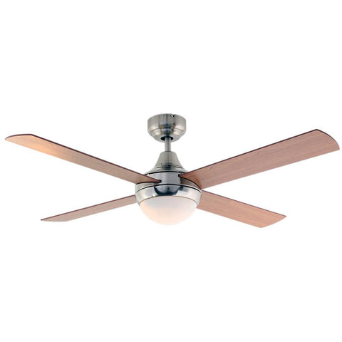 Eurolux 48" 4 Blade Twister Ceiling Fan with Light - Natural Wood / Satin Chrome
