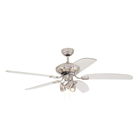 Eurolux 52" 5 Blade Tempo Ceiling Fan with Lights - Satin Chrome