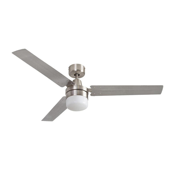 Eurolux 54" 3 Blade Industrial Ceiling Fan with Light Kit - Stainless Steel