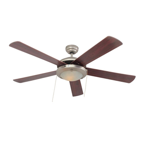 Eurolux 52" 5 Blade Comet Ceiling Fan with Light - Cherry Wood / Satin Chrome