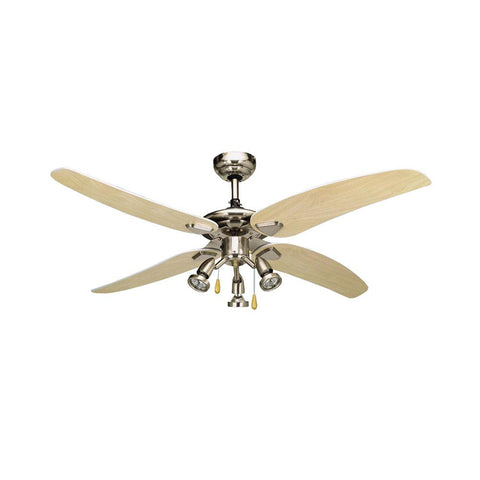 Bright Star 50" 4 Blade Ceiling Fan with Lights - Satin Chrome