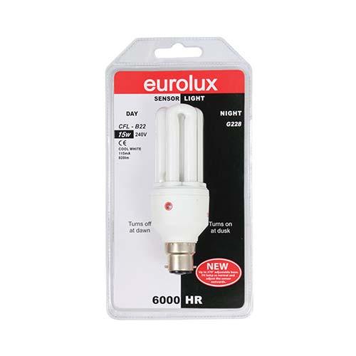 Eurolux B22 15W Day Night Sensor 3U Cfl