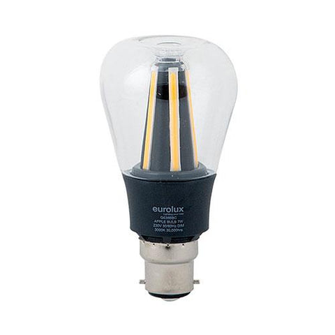 Eurolux LED Dimmable Clear Filament Black Apple Décor Globe B22 7W 360lm Warm White