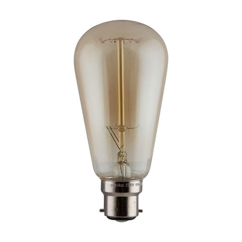 Eurolux Amber Carbon Filament Pear Bulb B22 40W Warm White