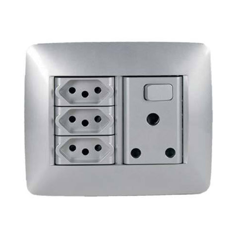 Gewiss Chorus One Single Switched RSA with 3 x V-Slim Socket Outlets - Titanium