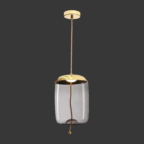 LED Bee Hive Pendant - Gold with Smoked Glass & Rope
