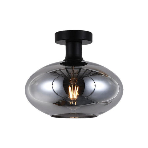 Large Orb Ceiling Light - Smoked Glass