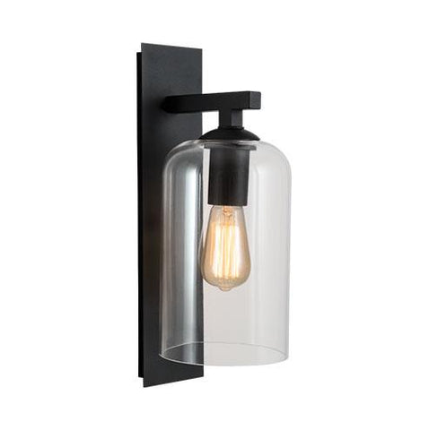 Down Facing Metal Lantern with Clear Glass - Black