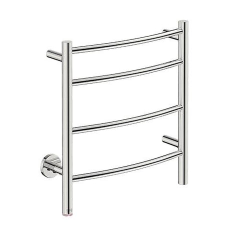 Bathroom Butler Natural 4 Bar Curved PTS Heated Towel Rail 500mm - Polished Stainless Steel
