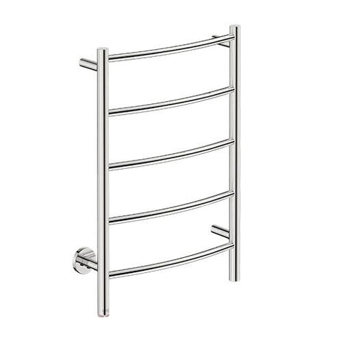 Bathroom Butler Natural 5 Bar Curved PTS Heated Towel Rail 500mm - Polished Stainless Steel