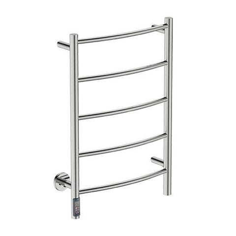 Bathroom Butler Natural 5 Bar Curved TDC Heated Towel Rail 500mm - Polished Stainless Steel
