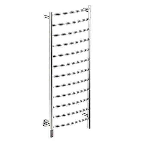 Bathroom Butler Natural 12 Bar Curved TDC Heated Towel Rail 500mm - Polished Stainless Steel