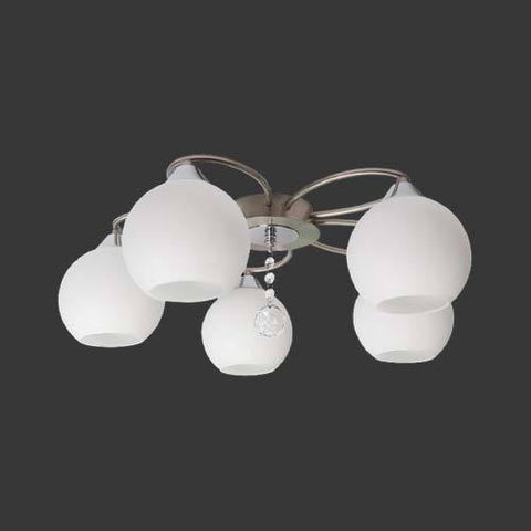 5 Light Flower Luxury Ceiling Light with Round Smooth Glass and K9 Crystal
