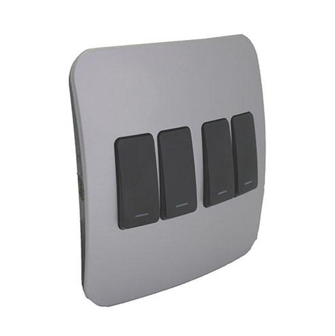 VETi 1 Four Lever One-Way Light Switch - Black modules
