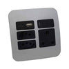 VETi 1 Single RSA, Double V-Slim & USB Socket Outlet - Black modules