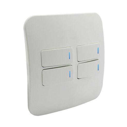 VETi 1 Four Lever One-Way Horizontal Light Switch with Locator - White Modules