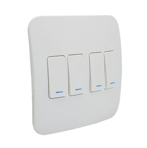 VETi 1 Four Lever One-Way Light Switch with Locator - White modules