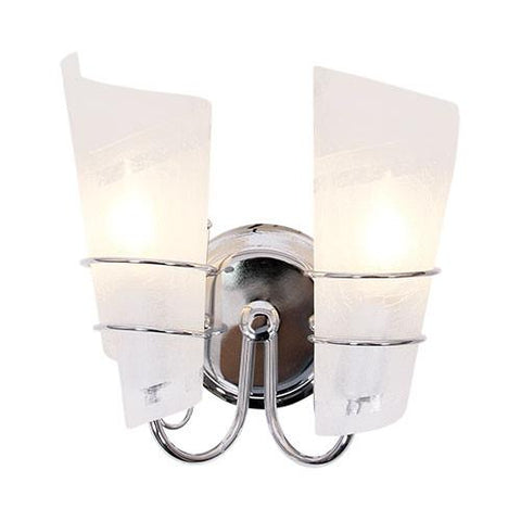 Polished Chrome Wall Bracket With Frosted Crackled Glass