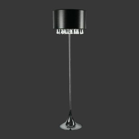 Floor Lamp with Black & Silver Shade and Clear Drop Glasses