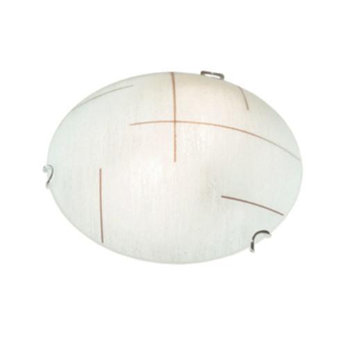 Bright Star Lighting Frosted Patterned Glass With Polished Chrome Clips And Simple Line Pattern Ceiling Light 250mm