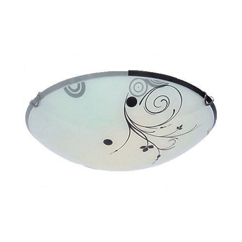 Bright Star Lighting Spiral Floral Patterned Frosted Glass With Chrome Clips Ceiling Light 250mm