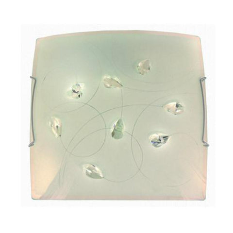 Bright Star Lighting Frosted Floral Patterned Glass With Crystals And Polished Chrome Clips