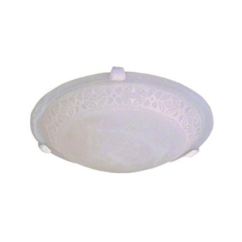 Bright Star Lighting Metal Base With Floral Patterned Alabaster Glass And White Clips Ceiling Light 300mm