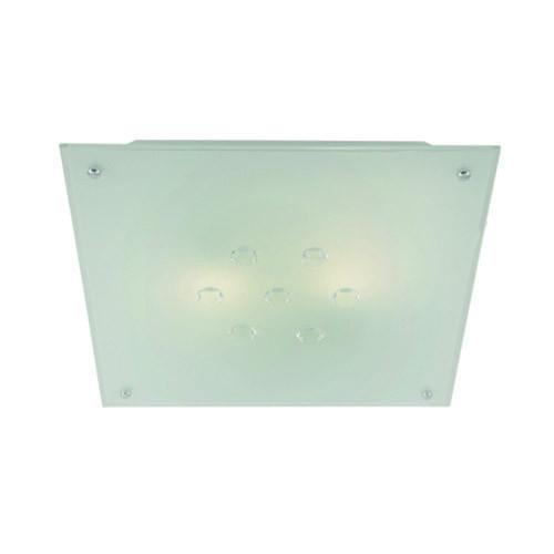 Bright Star Lighting Metal Base With Frosted Glass And Crystals Square Ceiling Light 340mm