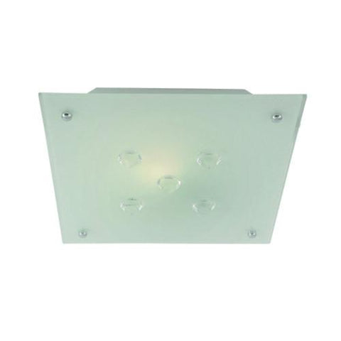 Bright Star Lighting Metal Base With Frosted Glass And Crystals Square Ceiling Light 250mm