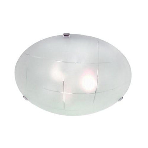 Bright Star Lighting Metal Base With Patterned Frosted Glass And Chrome Clips Ceiling Light 300mm