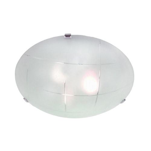 Bright Star Lighting Metal Base With Patterned Frosted Glass And Chrome Clips Ceiling Light 400mm