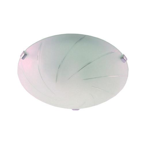 Bright Star Lighting Metal Base With Linear Patterned Frosted Glass And Chrome Clips Ceiling Light 300mm