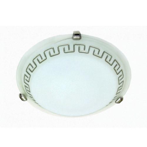 Bright Star Lighting Metal Base With Silver Patterned Alabaster Glass And Silver Clips Ceiling Light 400mm