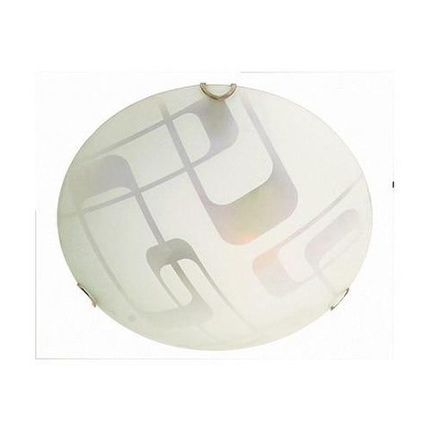 Bright Star Lighting Frosted Rettangolare Curvo Patterned Glass With Polished Chrome Clips Ceiling Light 250mm